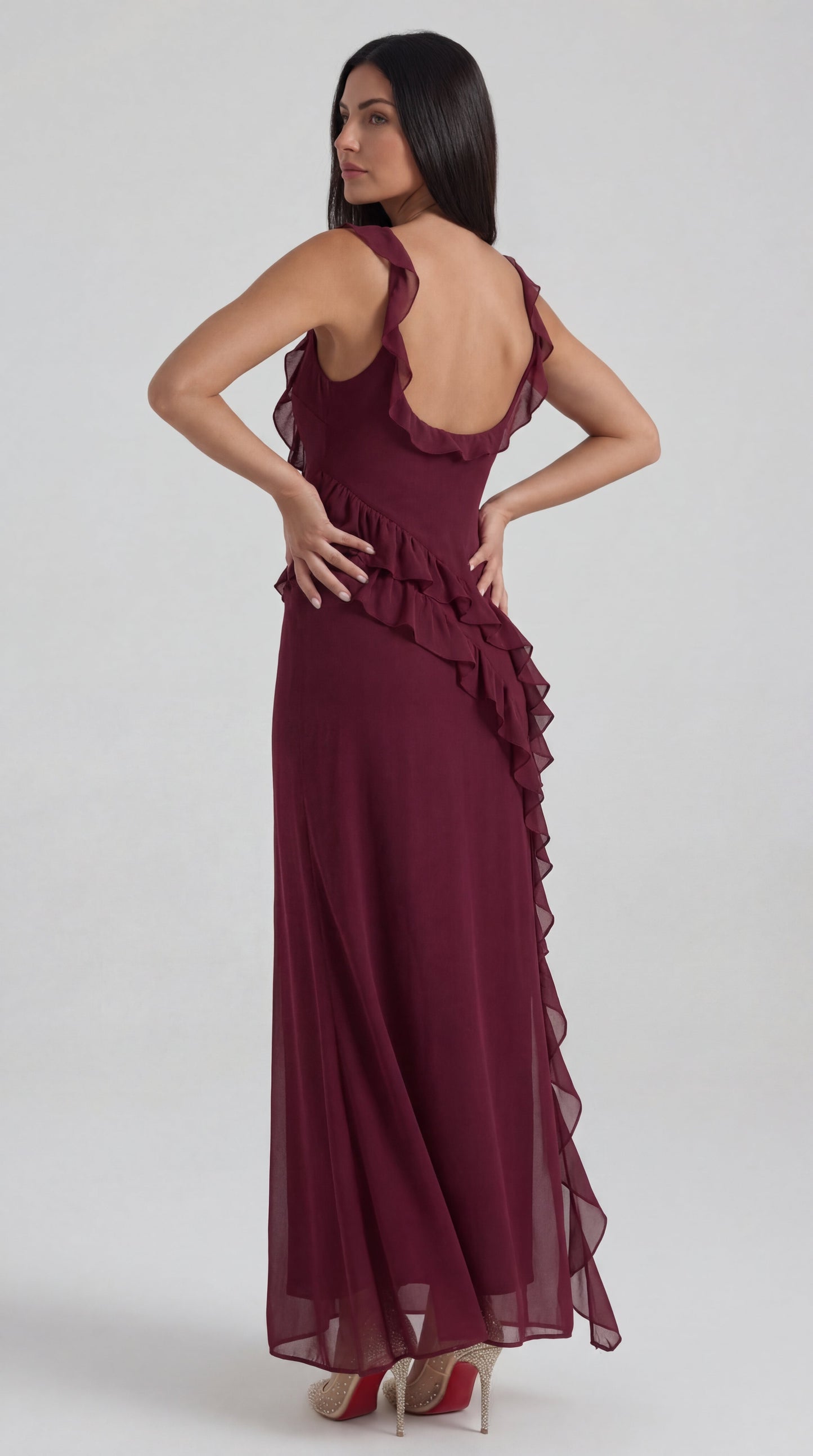 Susan | Vestido largo con volantes