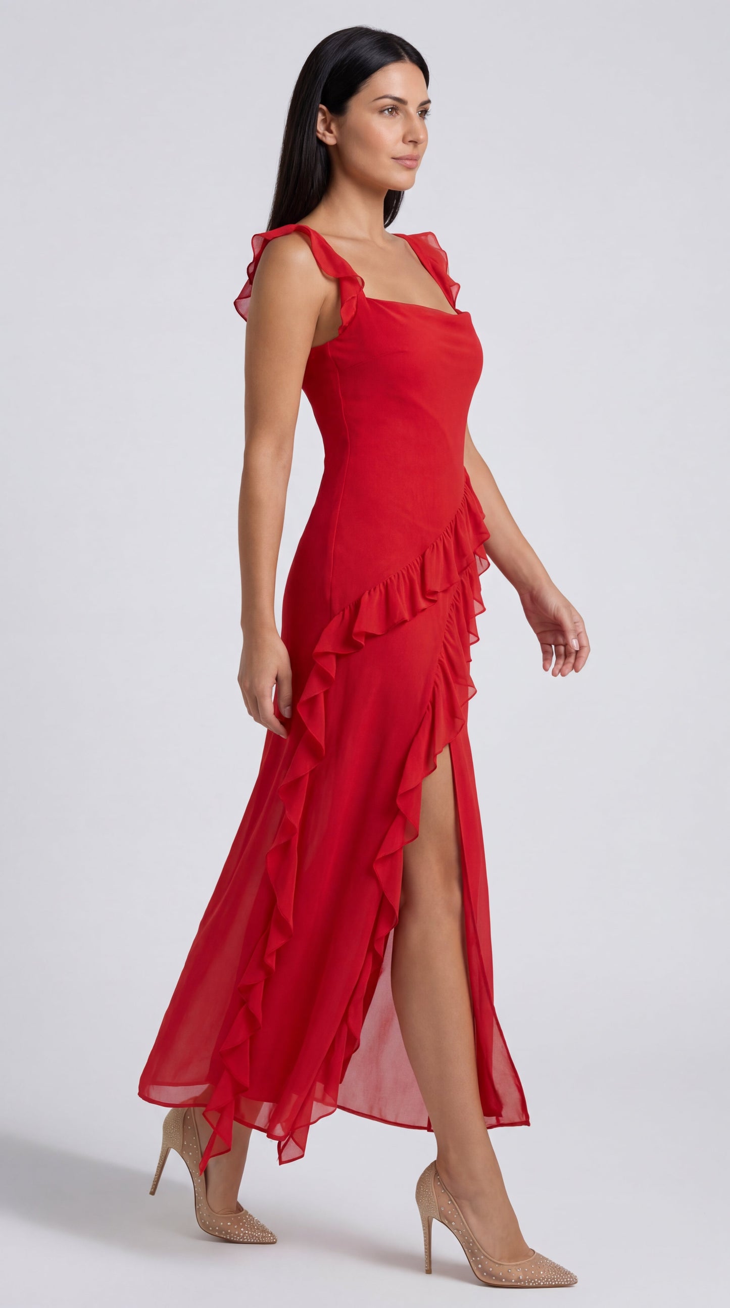 Susan | Vestido largo con volantes
