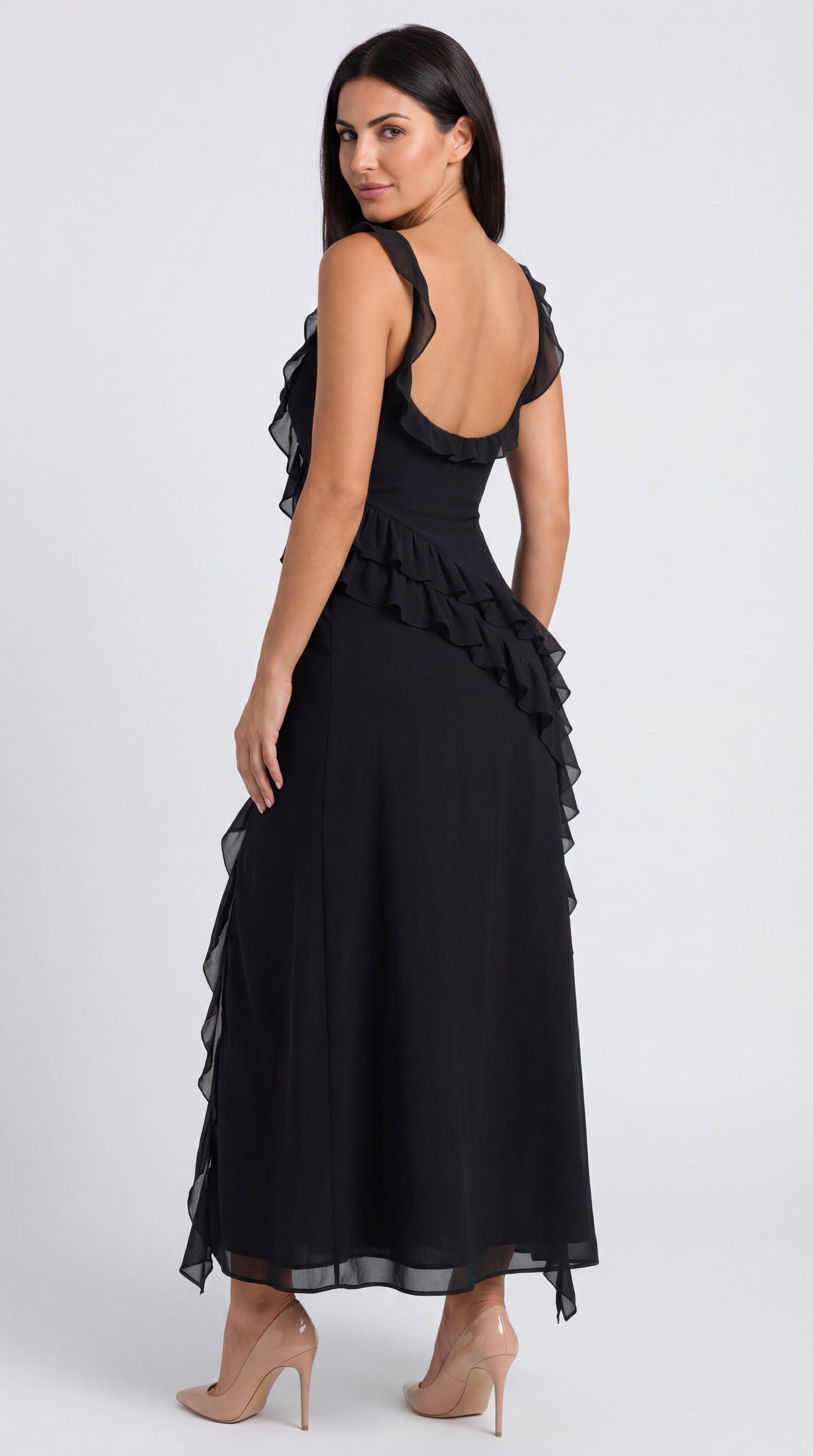 Susan | Vestido largo con volantes