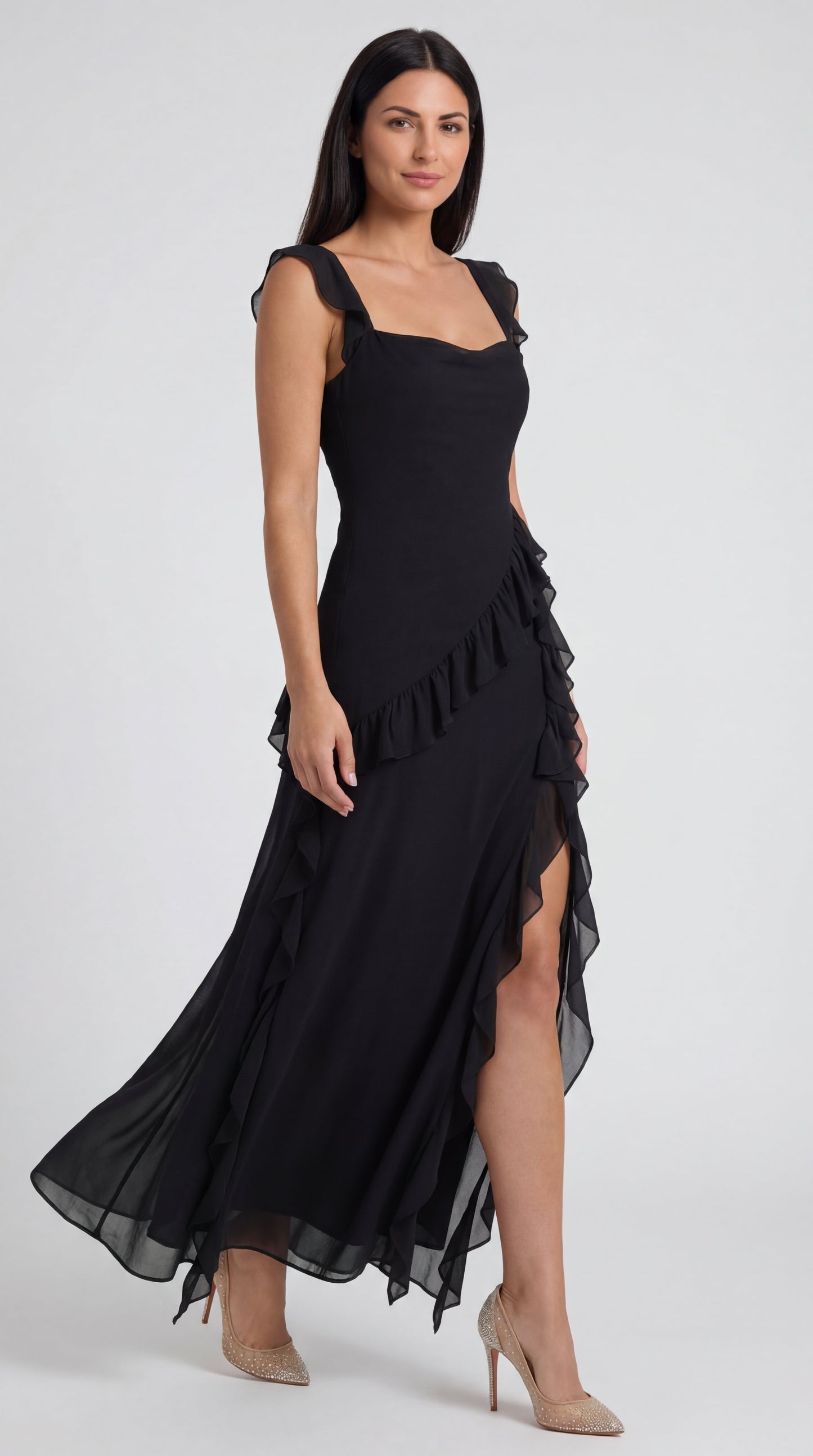 Susan | Vestido largo con volantes