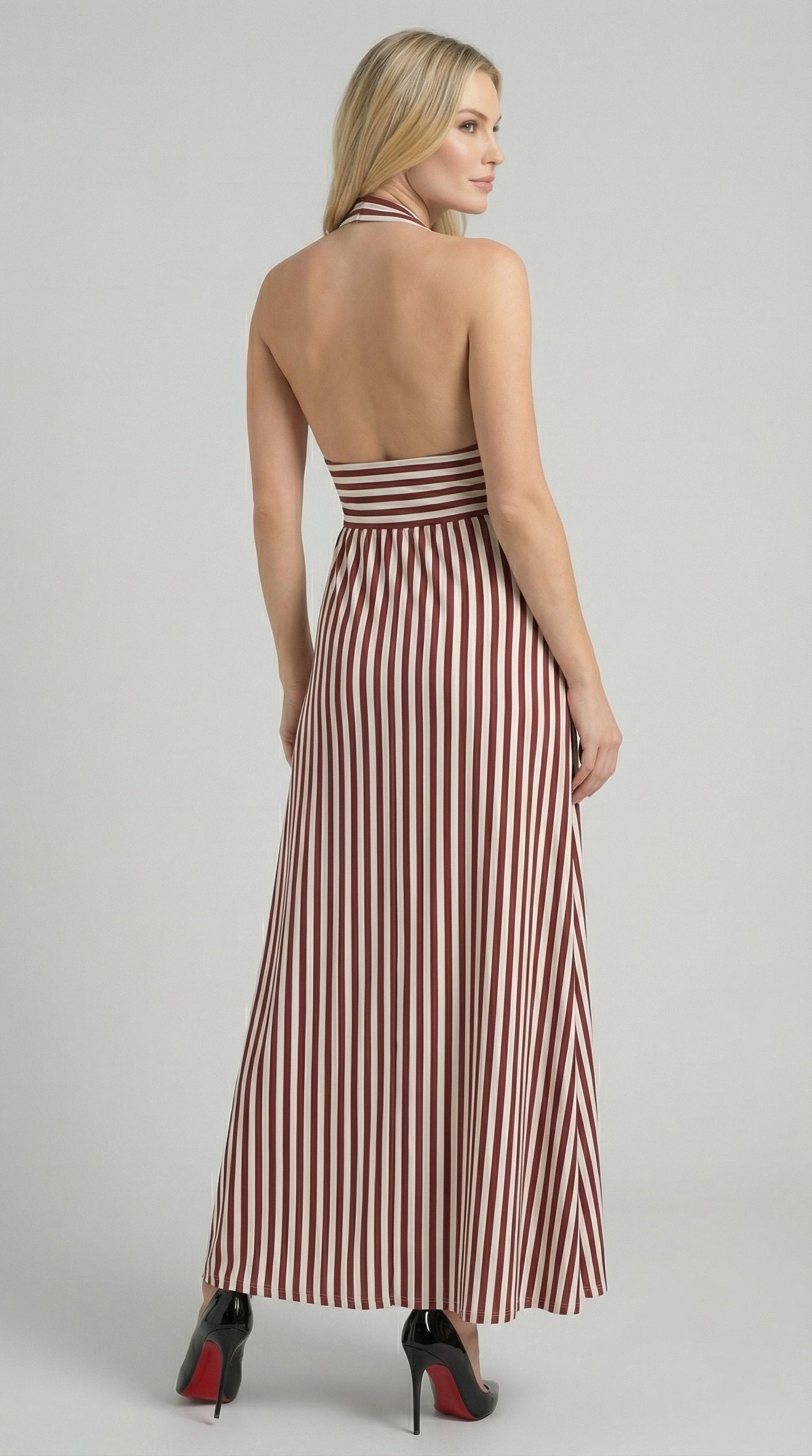 Sandra | Vestido largo a rayas con cuello en V