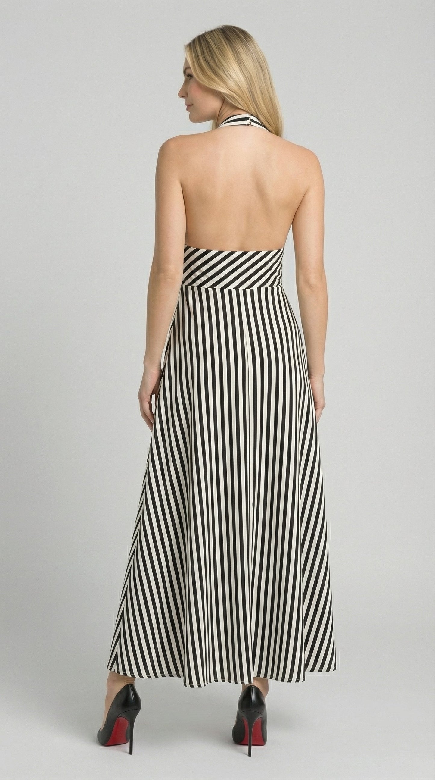 Sandra | Vestido largo a rayas con cuello en V