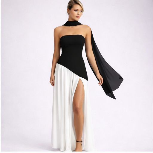 Vestido Largo Burdeos Elegance Flow