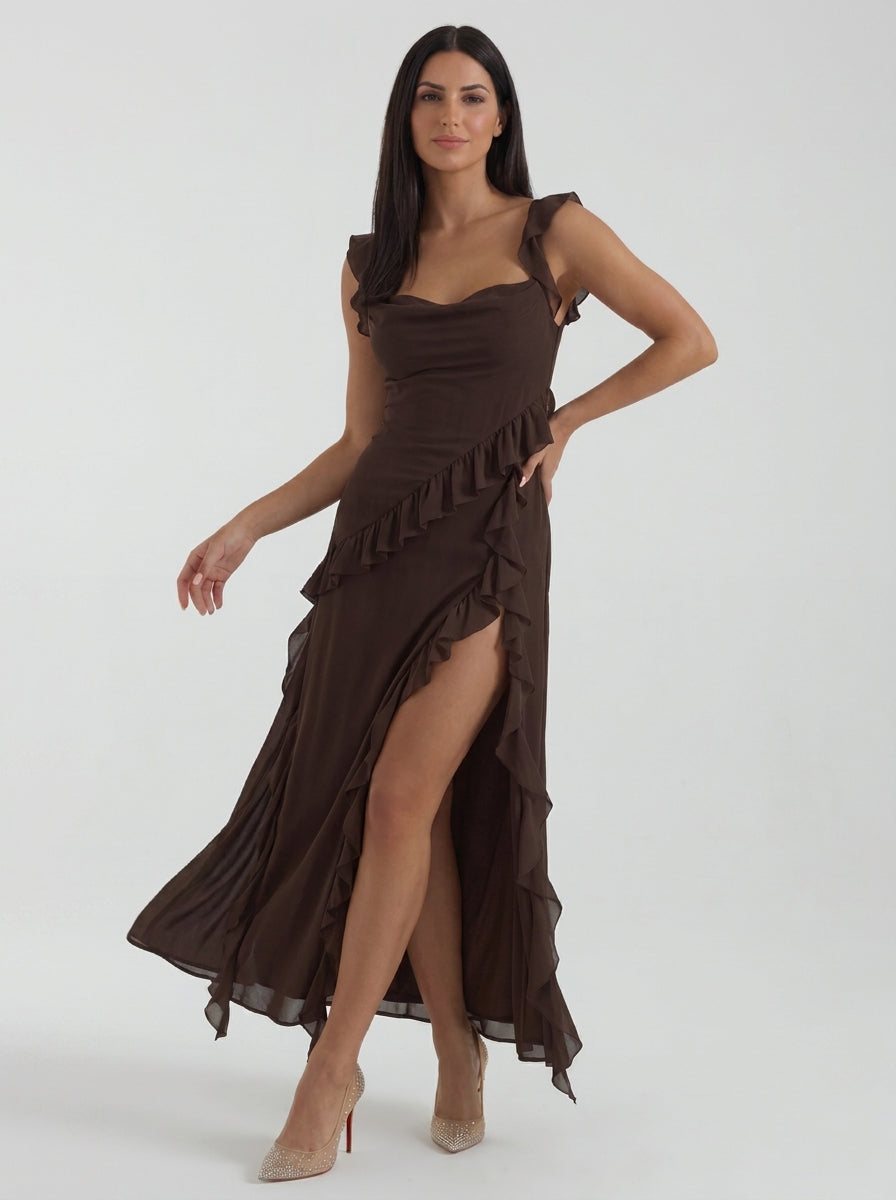 Susan | Vestido largo con volantes