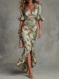 Livia | Green Satin Maxi Dress