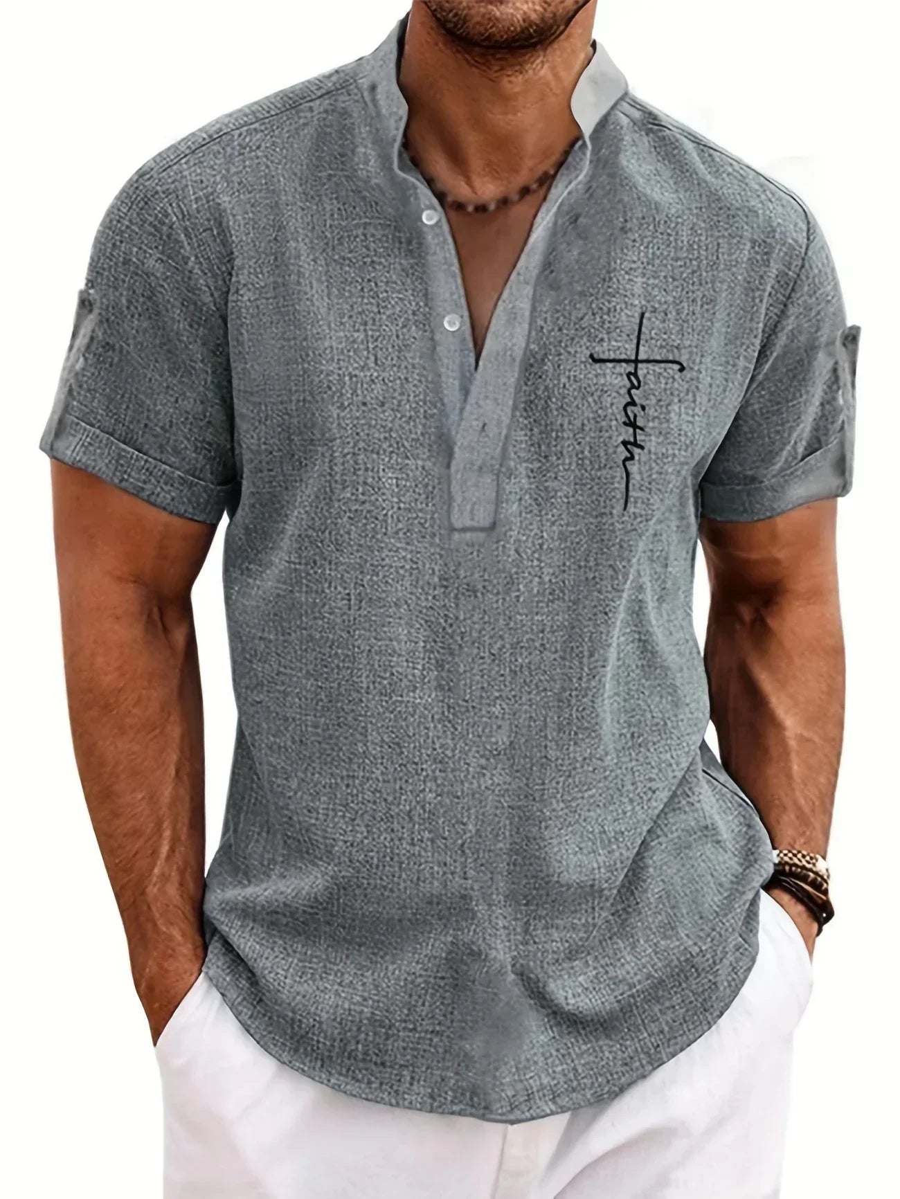 Jesus | Elegant Mandarin Collar Shirt
