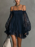 Noelia | Navy Blue Chiffon Mini Dress