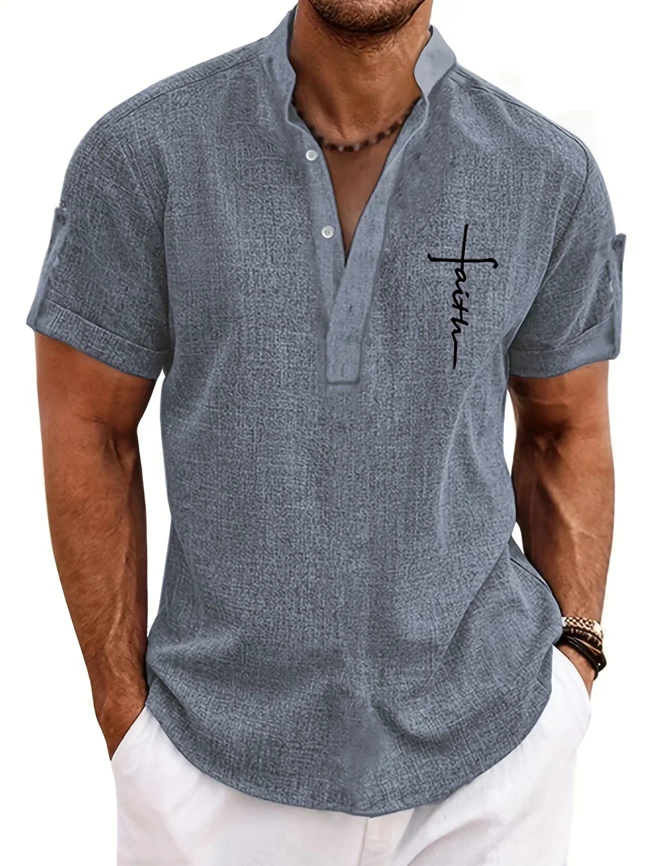 Jesus | Elegant Mandarin Collar Shirt