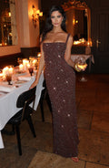Carmina | Shiny plum brown maxi dress