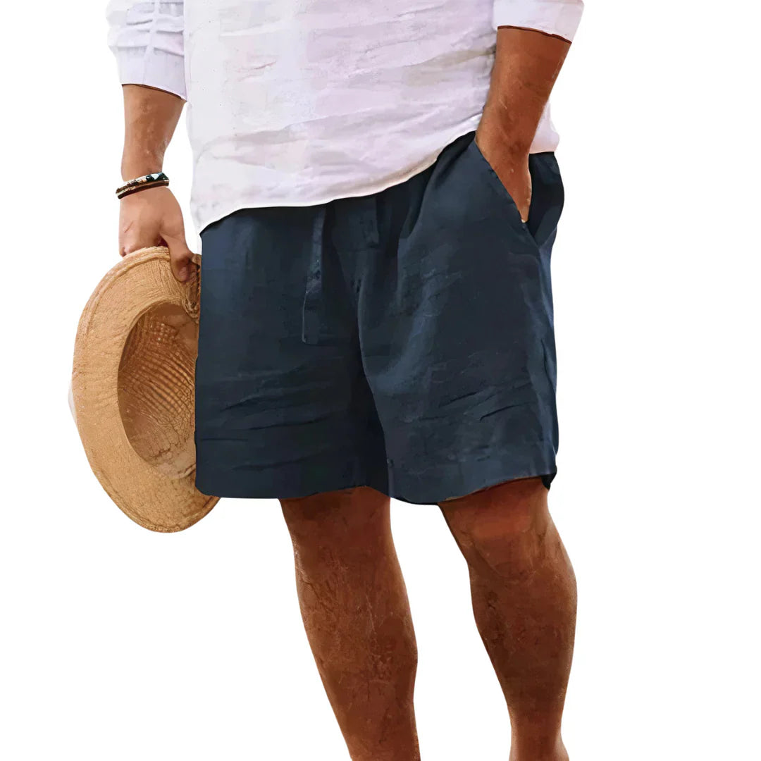 Cotton and linen shorts