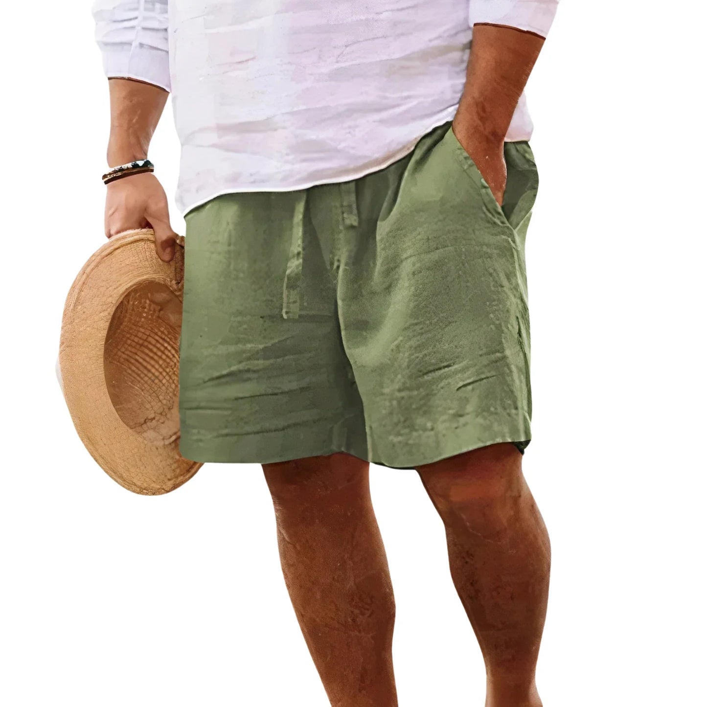 Pantalones cortos de algodón y lino