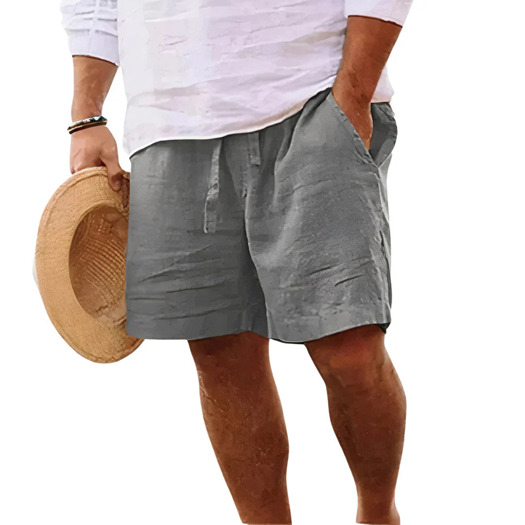 Cotton and linen shorts