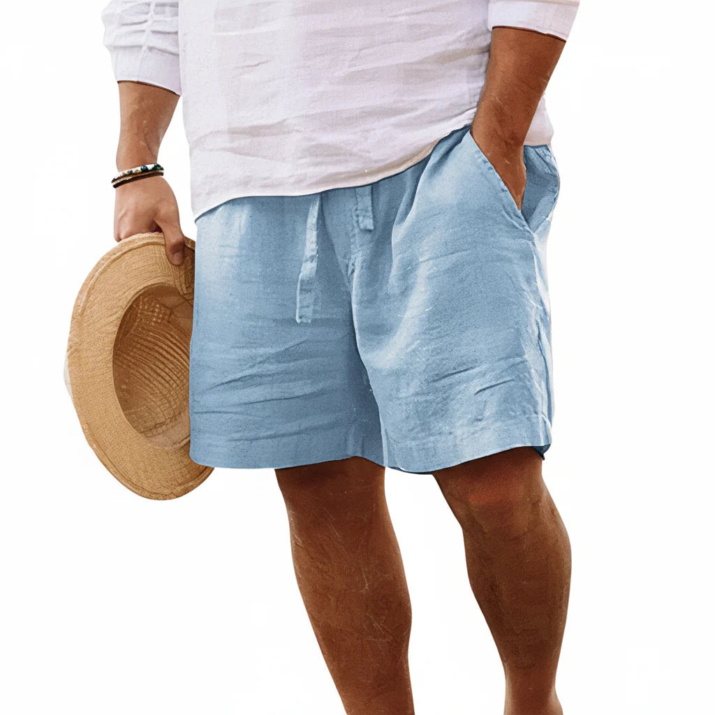 Cotton and linen shorts
