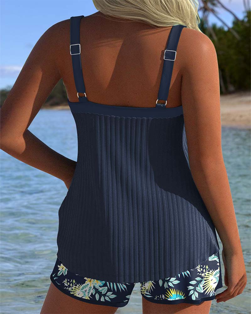 Julia | Striped Tankini Two Piece Swimsuit