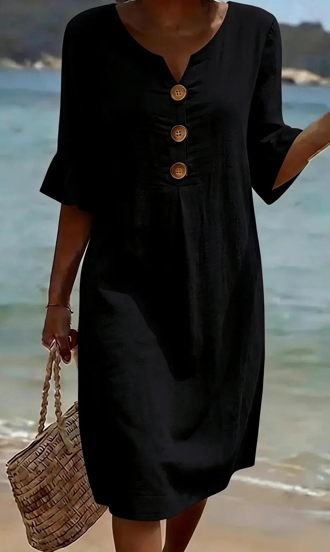 Clara | vestido ligero con manga abullonada y botones