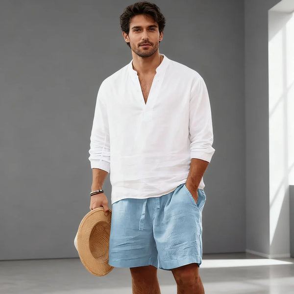Pantalones cortos de algodón y lino