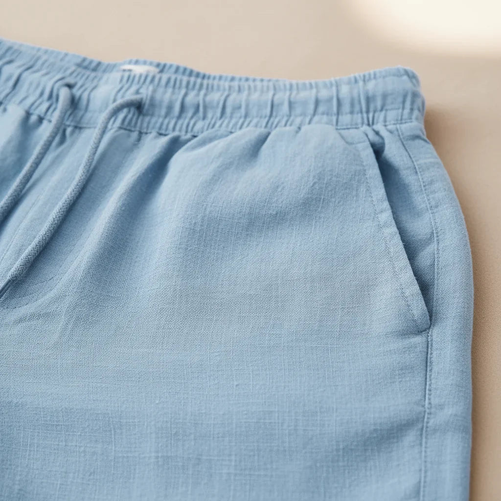 Cotton and linen shorts