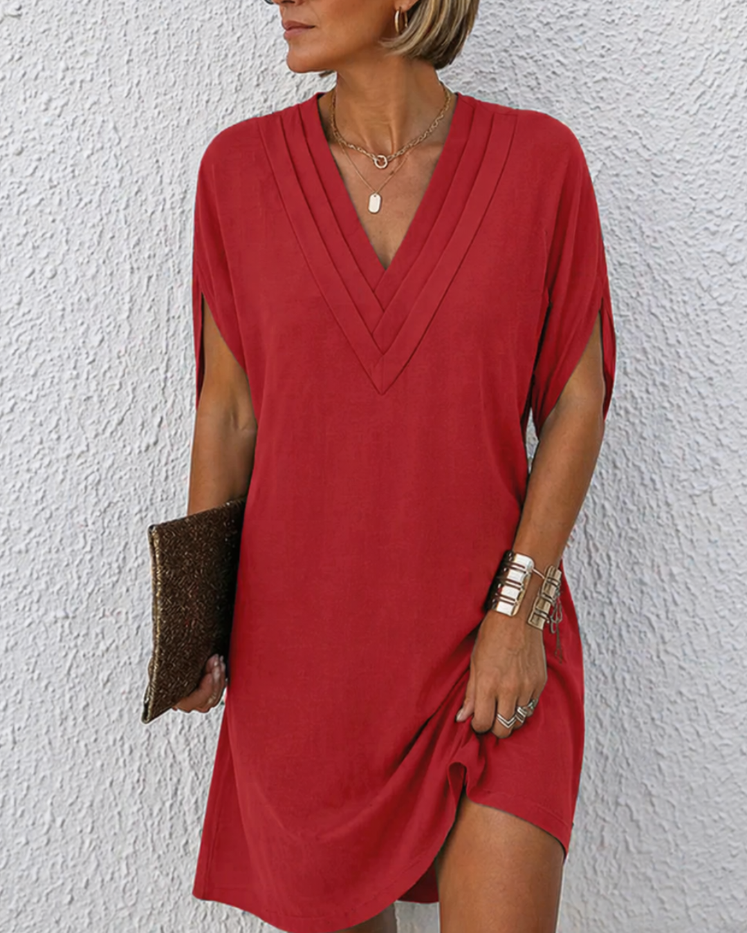 Valentina | V-Neck Midi Dress with Crossover Detail