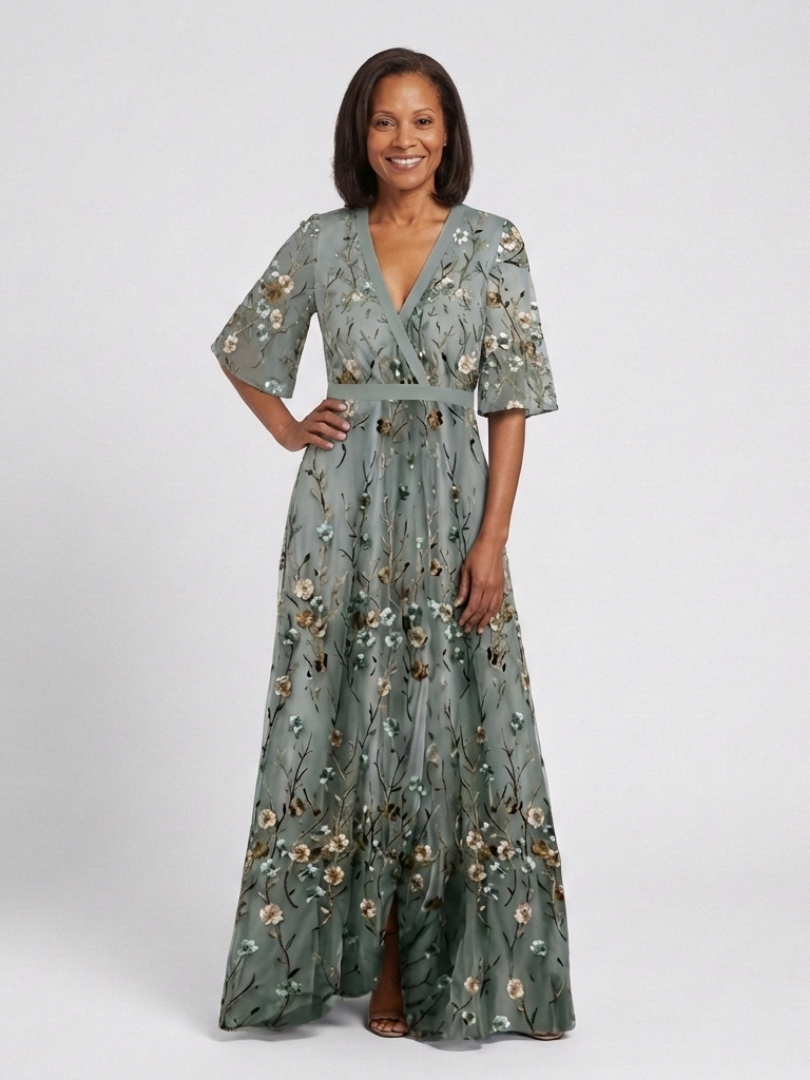 Melodi | Vestido largo de flores con cuello en V