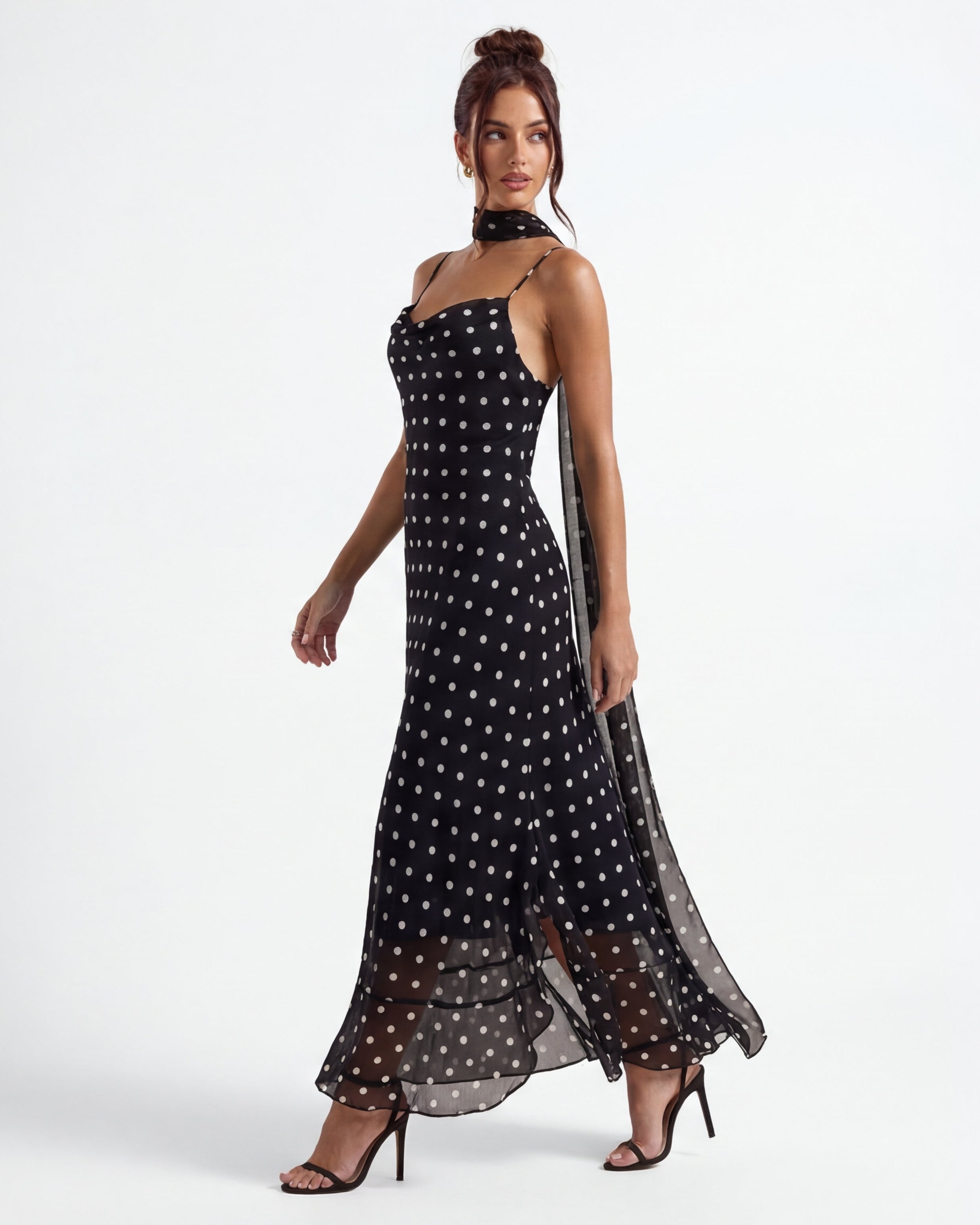Alessia | Black Polka Dot Maxi Dress