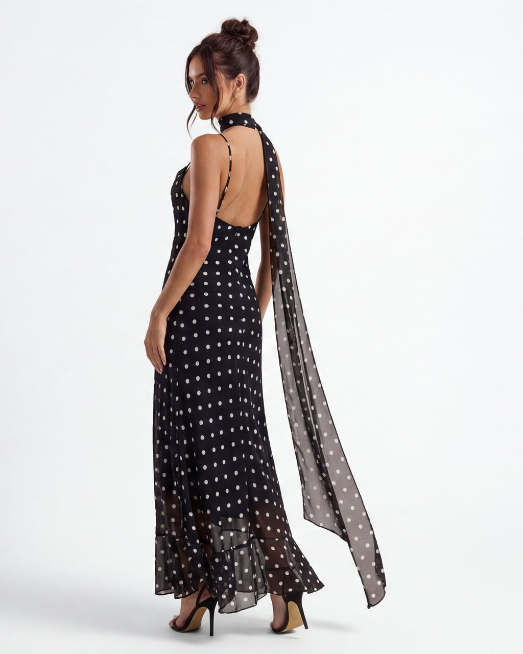 Alessia | Black Polka Dot Maxi Dress