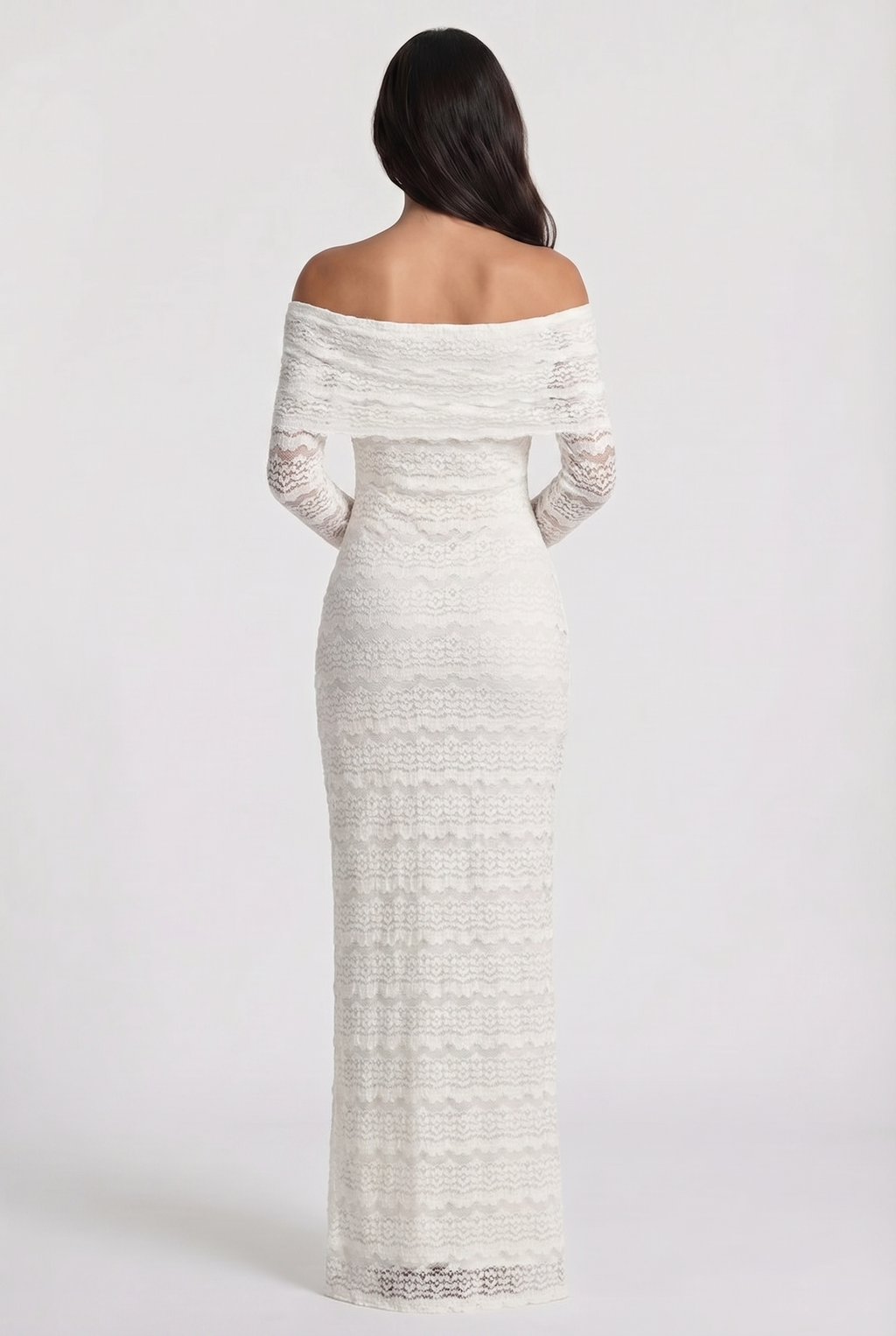 Mallorca | Vestido largo de encaje con escote bardot