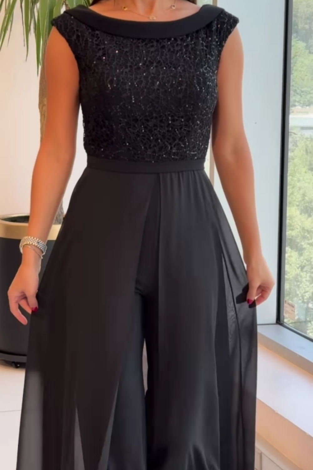 Alessia | Black Sequin Jumpsuit