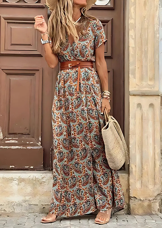 Joselin | Vestido largo bohemio y vaporoso con cinturón