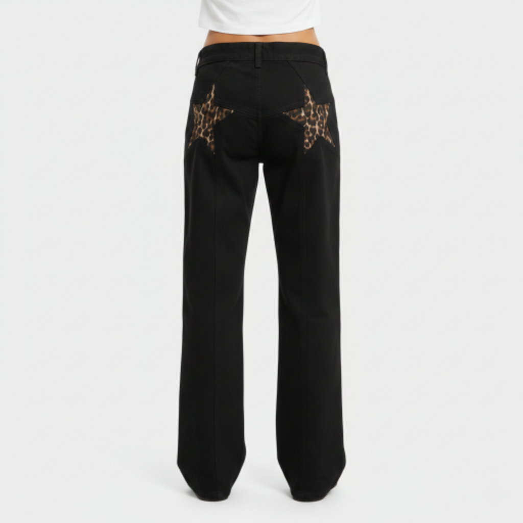 Estrella | Pantalón campana con estrellas bordadas