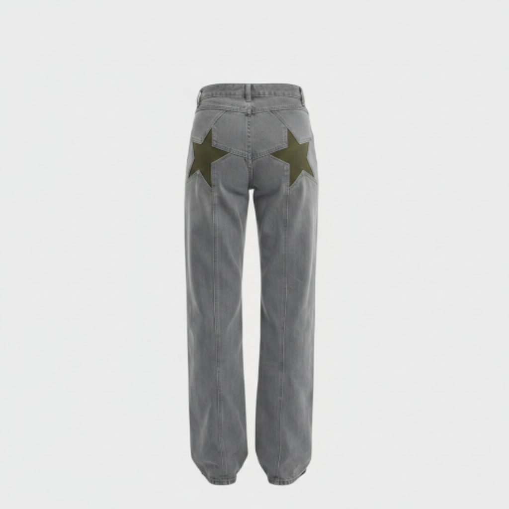 Estrella | Pantalón campana con estrellas bordadas