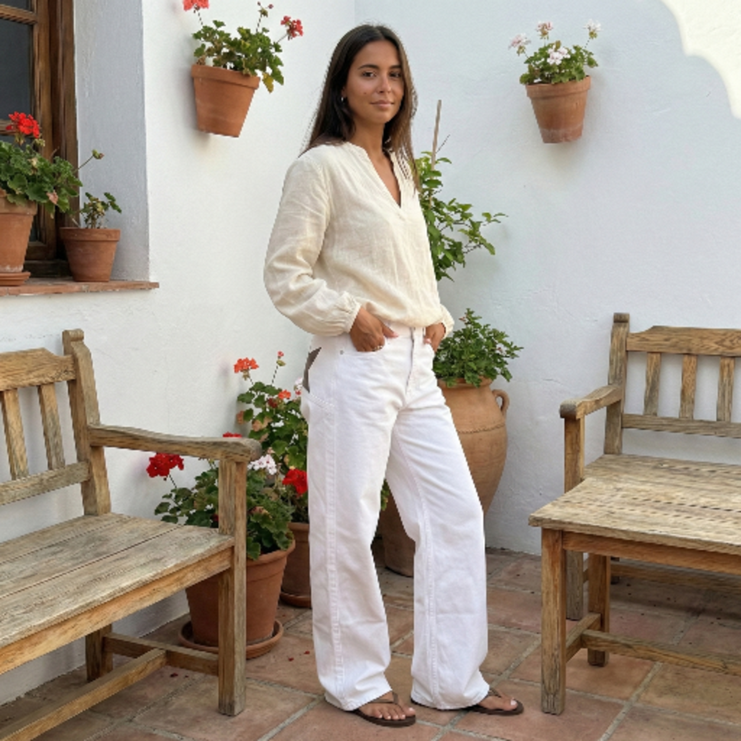 Estrella | Pantalón campana con estrellas bordadas