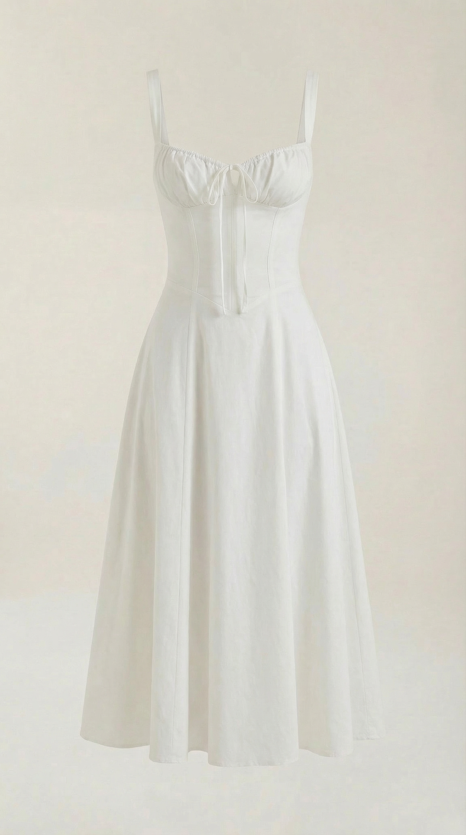Jade-colored midi dress with laces