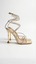 Jennifer's mid-heel ankle strap shoes