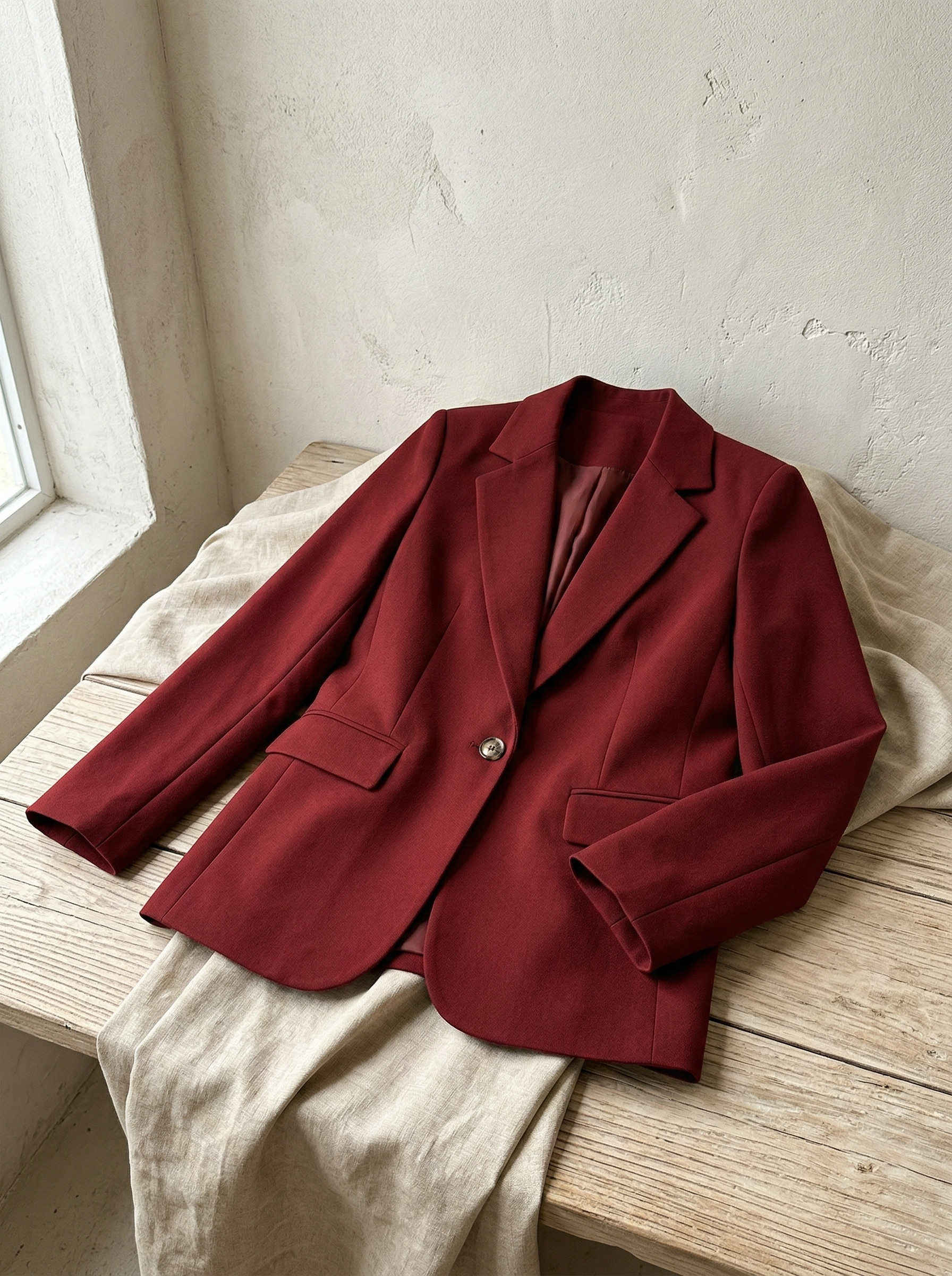 Elegant executive blazer with tortoiseshell button