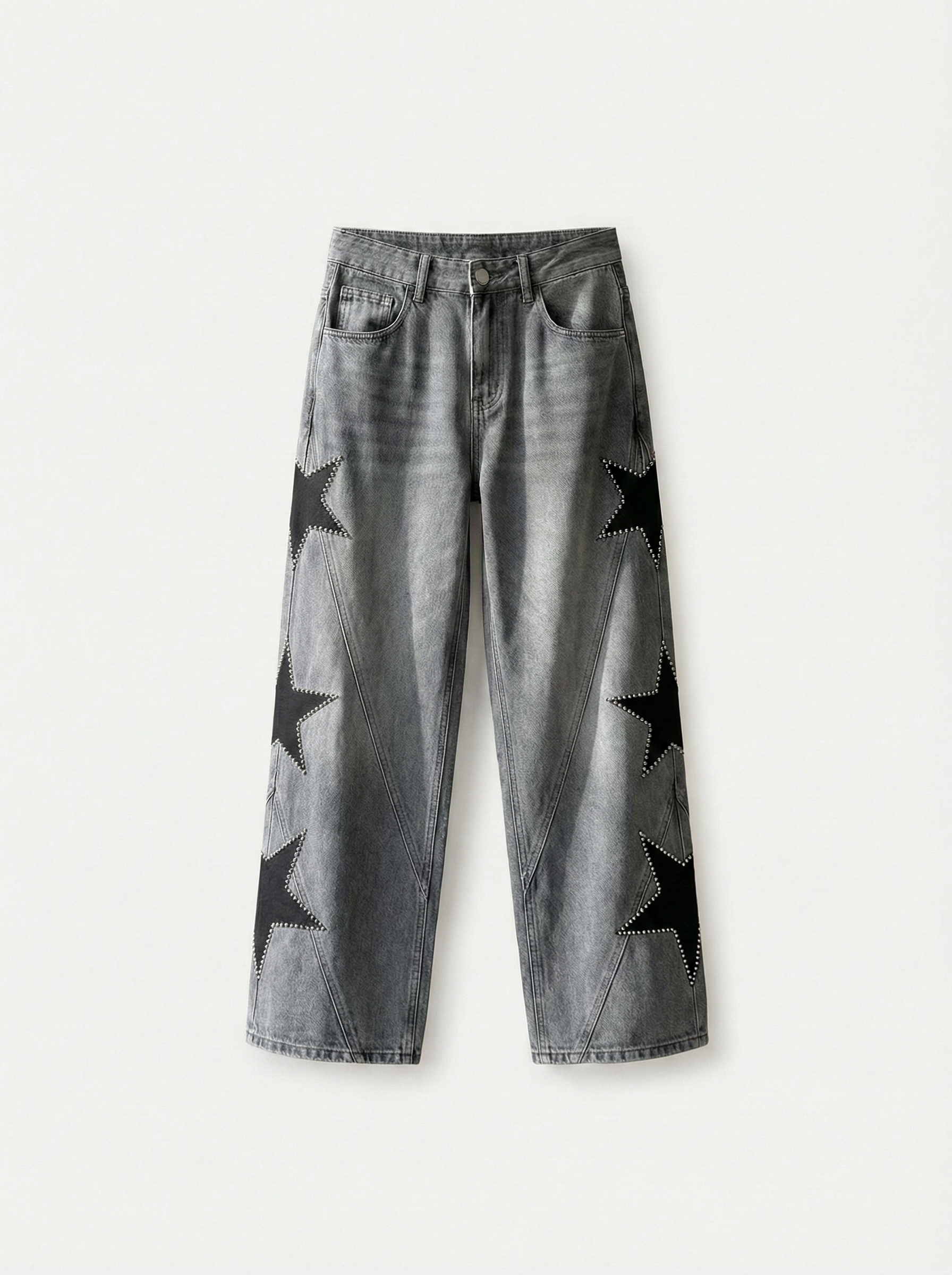 Stella | Straight-leg pants with embroidered stars